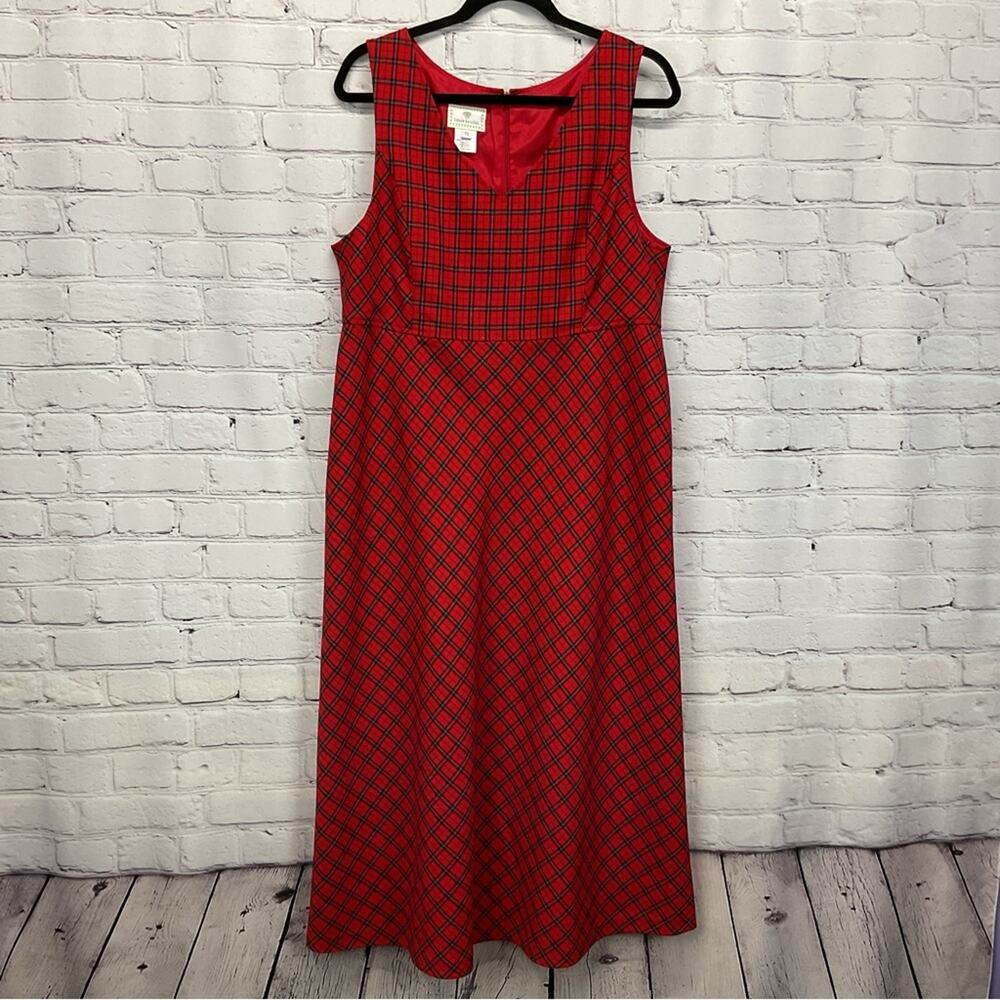 Vintage Susan Bristol Jumper Women's Size 10 Red Plaid Maxi Sleeveless Modest
